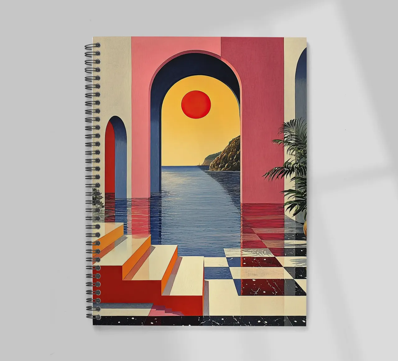 Surrealism Architecture Design Geometry spiral notebook by Nikis Art Studio