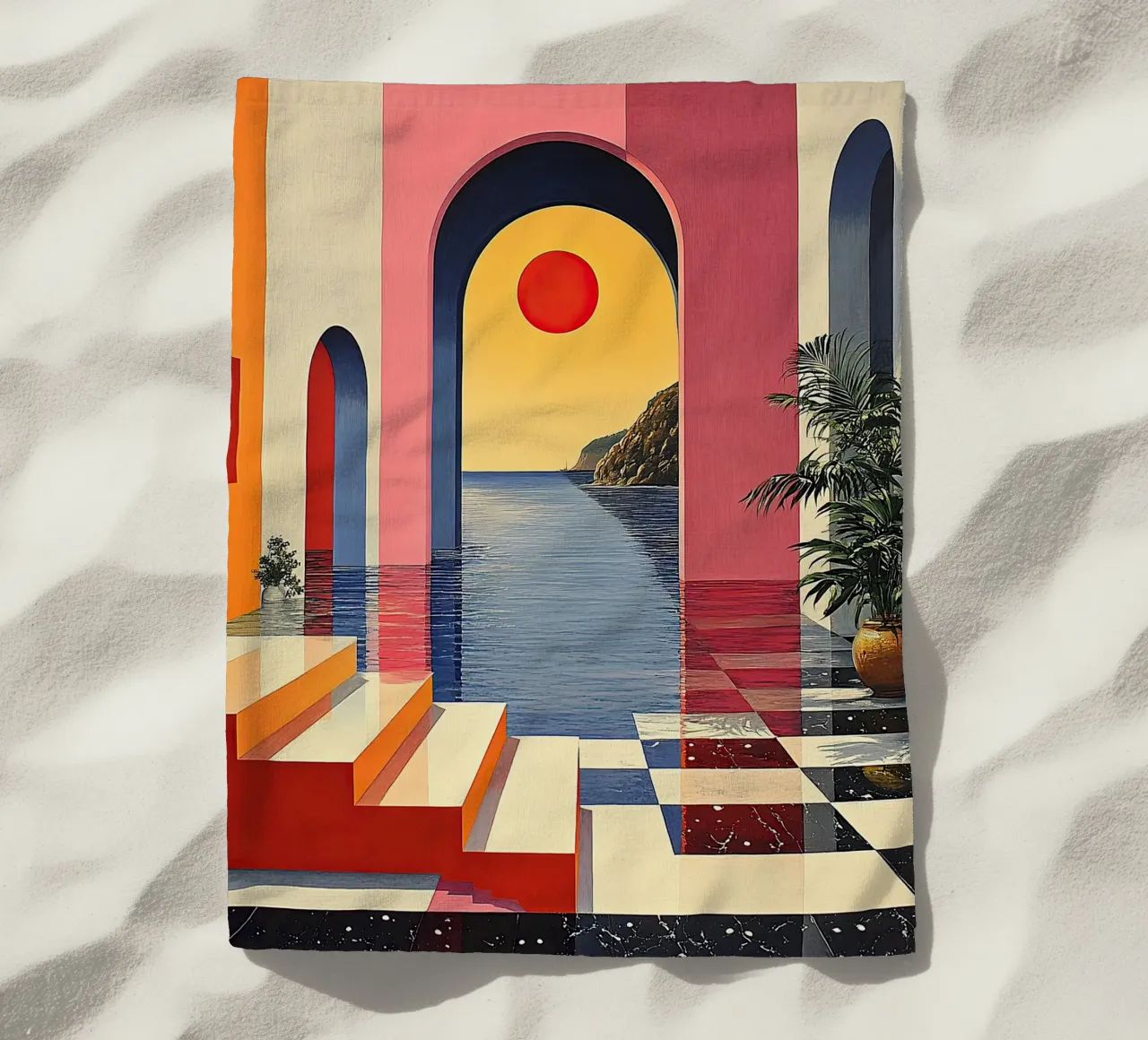 Surrealism Architecture Design Geometry beach towel by Nikis Art Studio