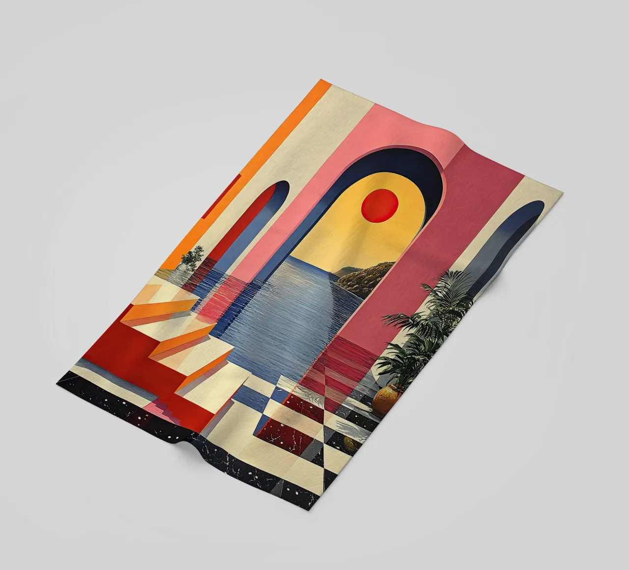 Surrealism Architecture Design Geometry beach towel by Nikis Art Studio