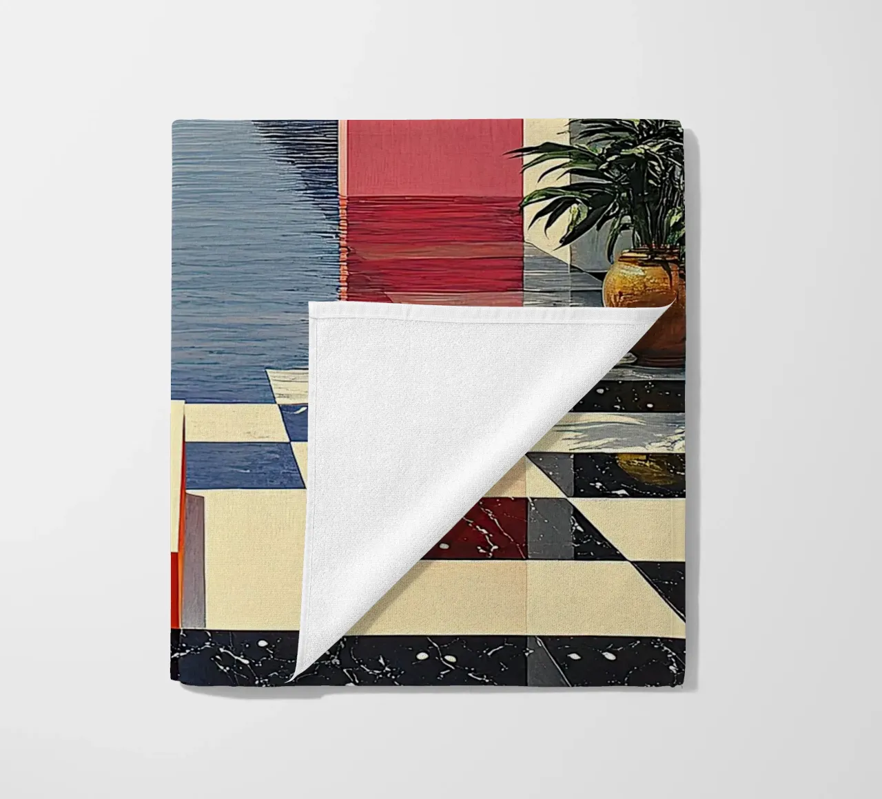 Surrealism Architecture Design Geometry beach towel by Nikis Art Studio