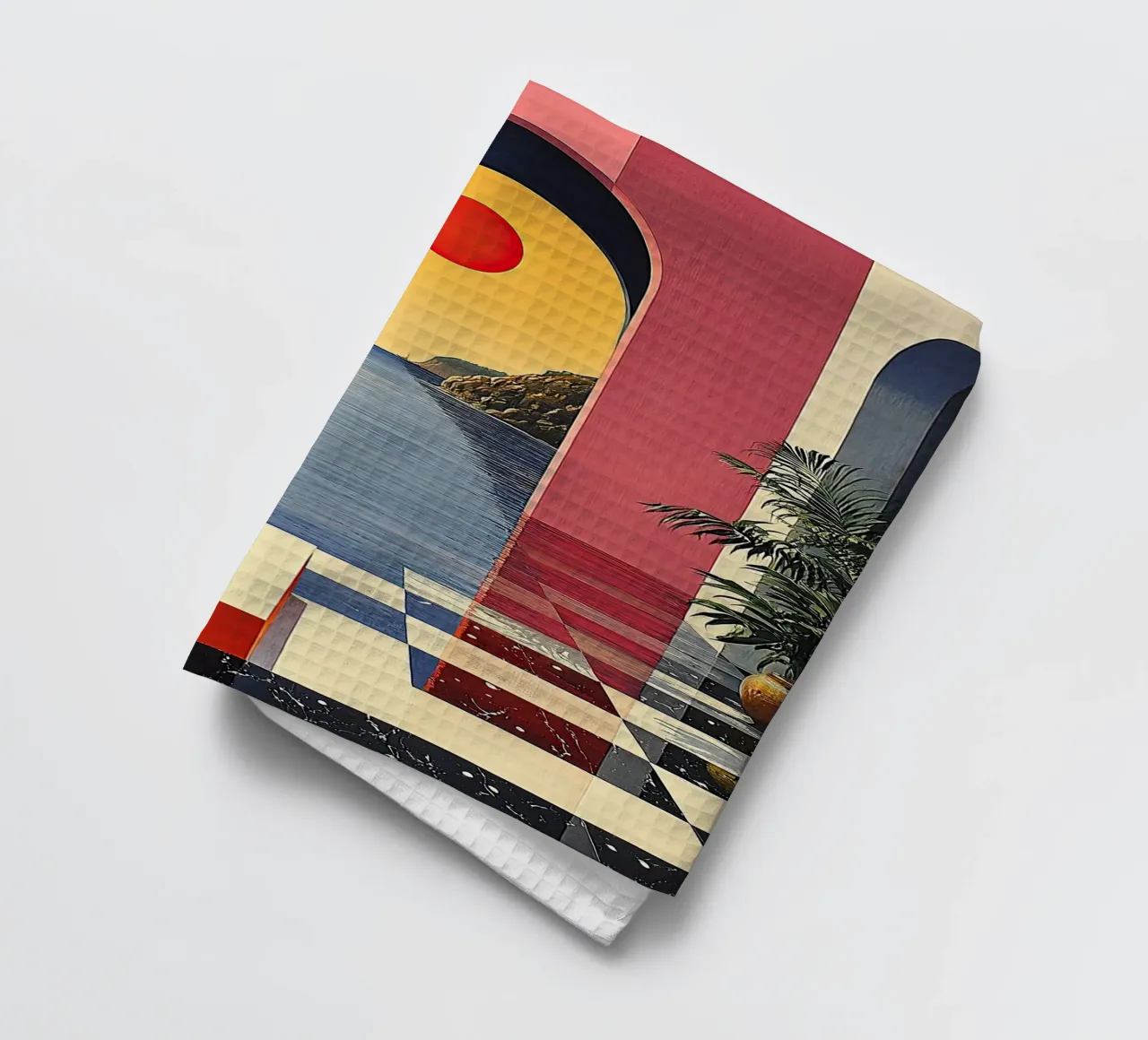 Surrealisme Architectuur Ontwerp Meetkunde theedoek van Nikis Art Studio