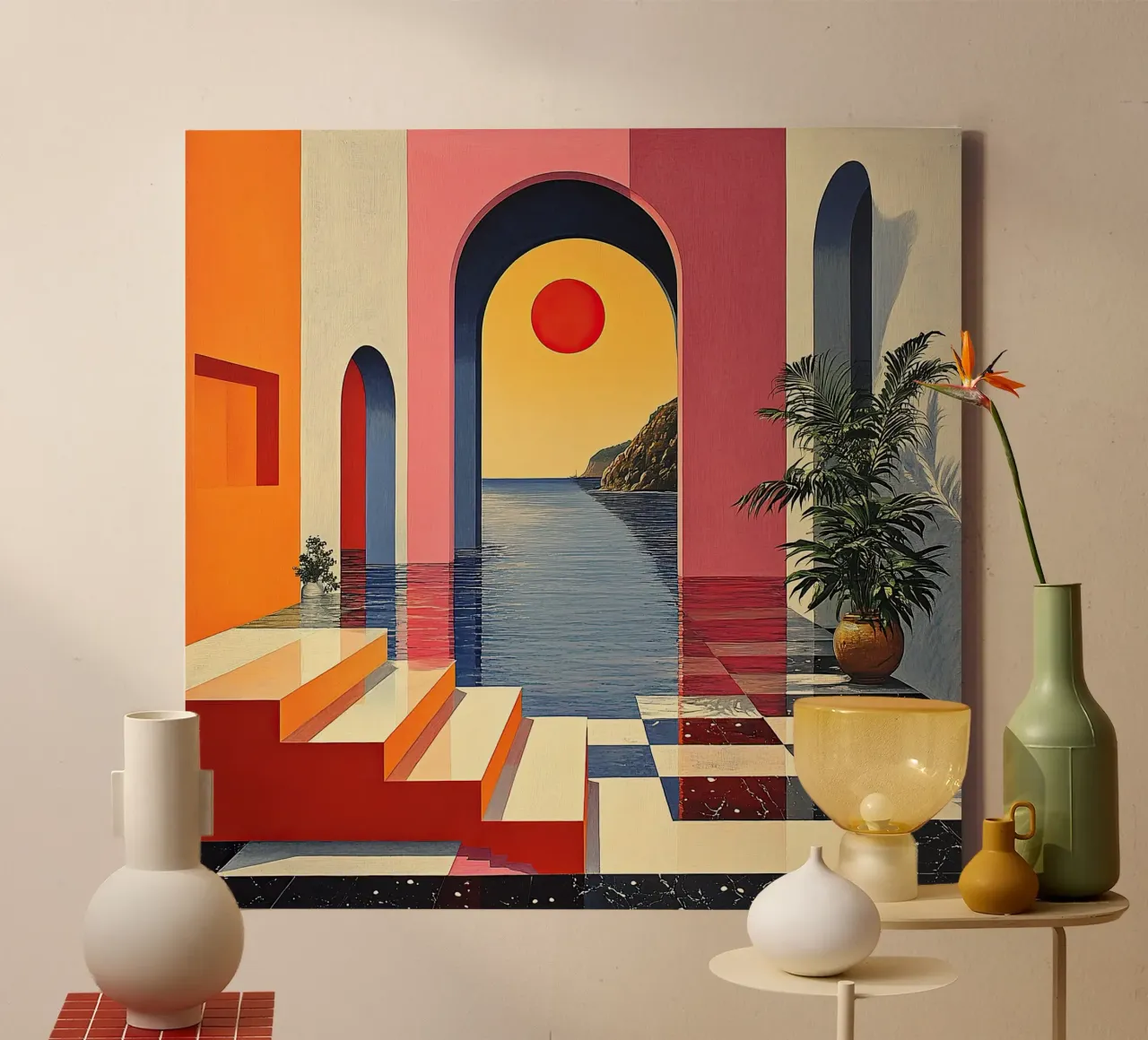 Surrealism Architecture Design Geometry canvas by Nikis Art Studio