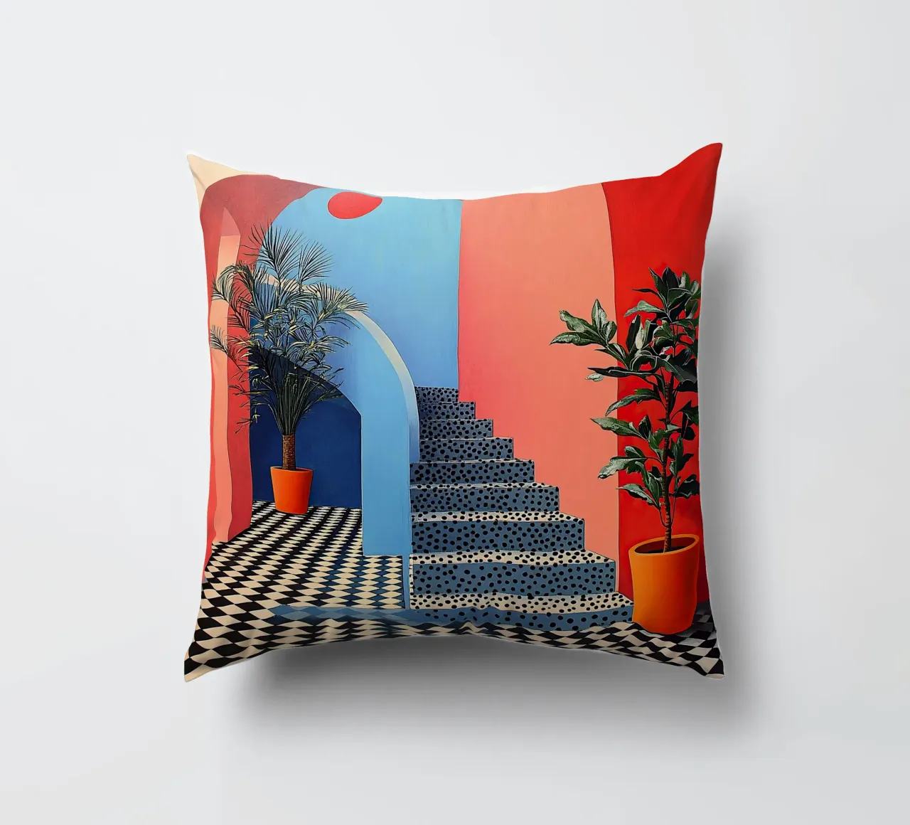 Surrealism Architecture Design Geometry decorative cushion by Nikis Art Studio