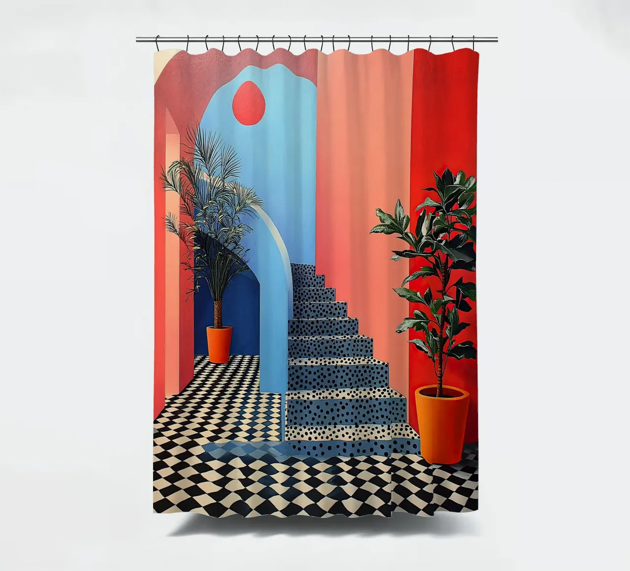 Surrealism Architecture Design Geometry shower curtain by Nikis Art Studio