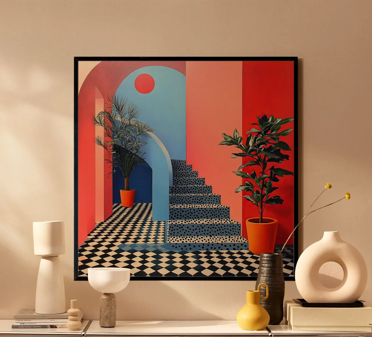 Surrealismo Architettura Design Geometria poster con telaio in legno da Nikis Art Studio