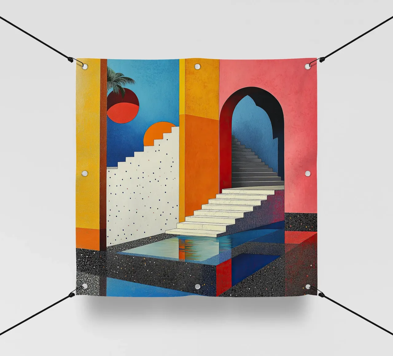 Surrealismus Architektur Design Geometrie PVC Plane von Nikis Art Studio