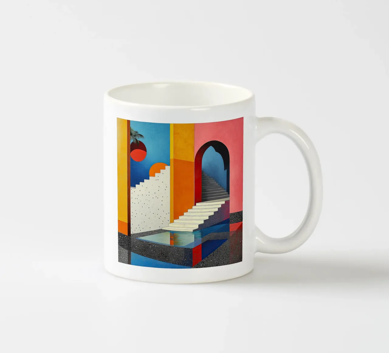 Surrealisme Architectuur Ontwerp Meetkunde keramische mok van Nikis Art Studio