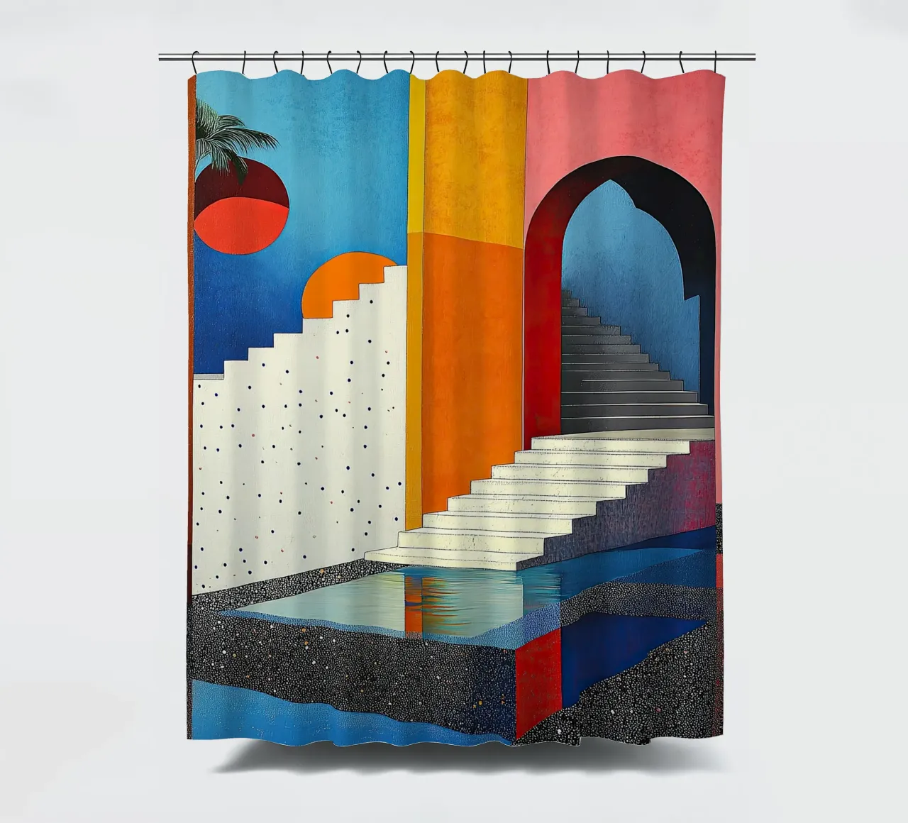 Surrealism Architecture Design Geometry shower curtain by Nikis Art Studio