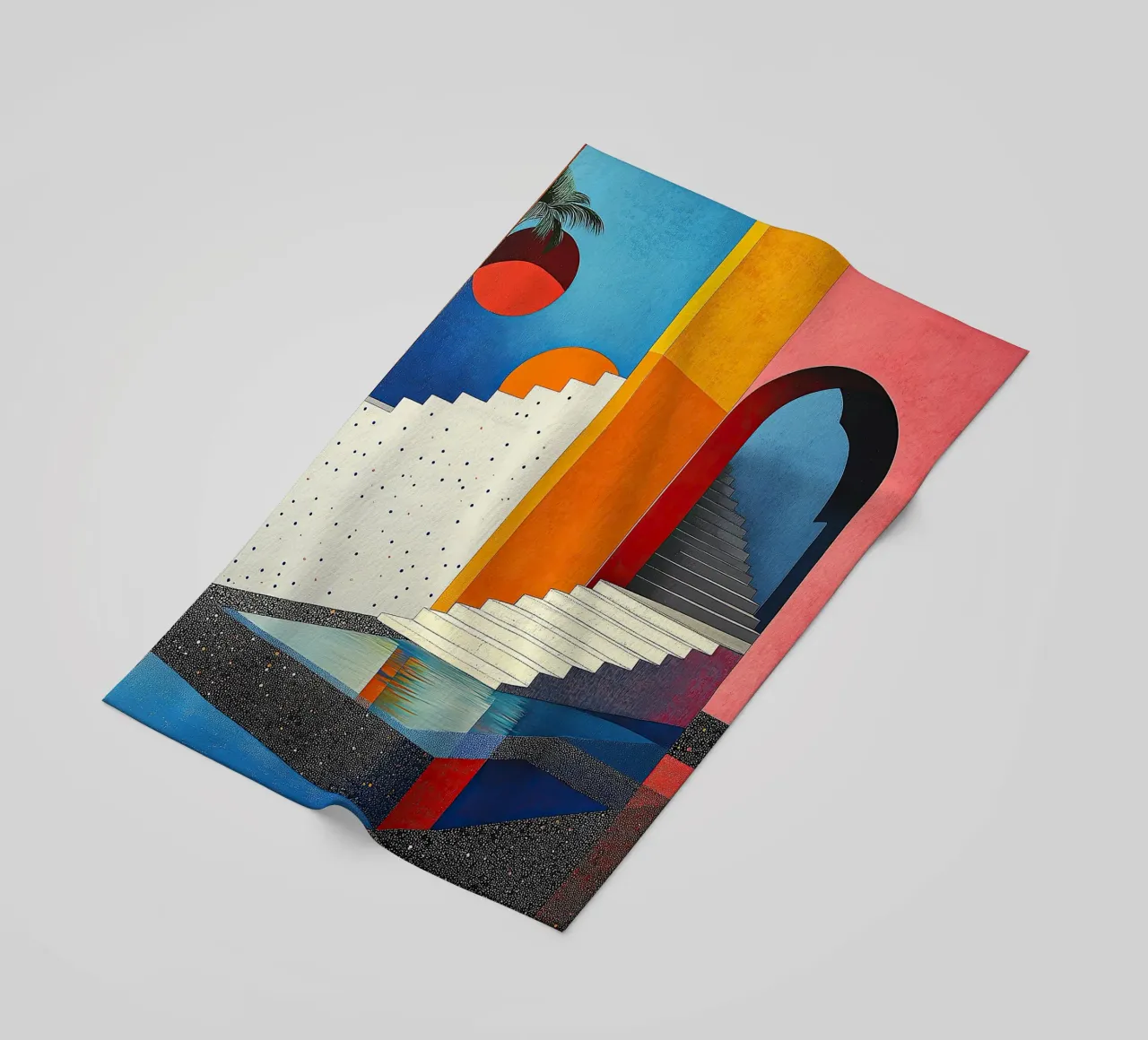 Surrealism Architecture Design Geometry beach towel by Nikis Art Studio
