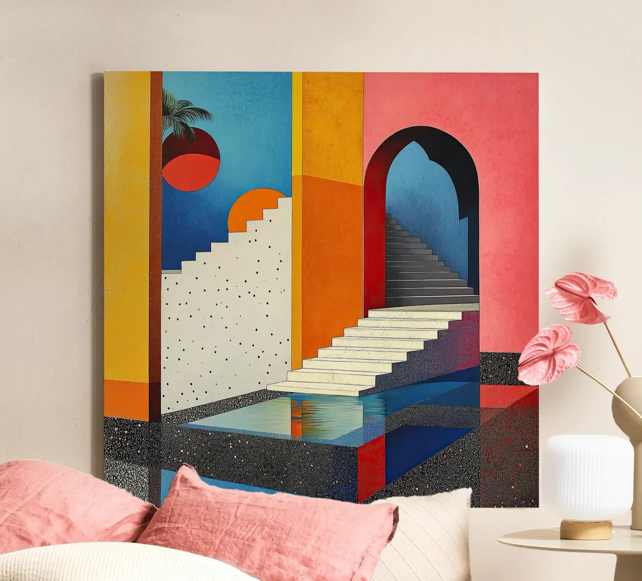 Surrealismus Architektur Design Geometrie Leinwand von Nikis Art Studio