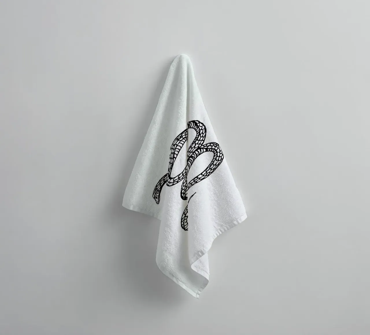 Snake White towel by Daniela Roessler