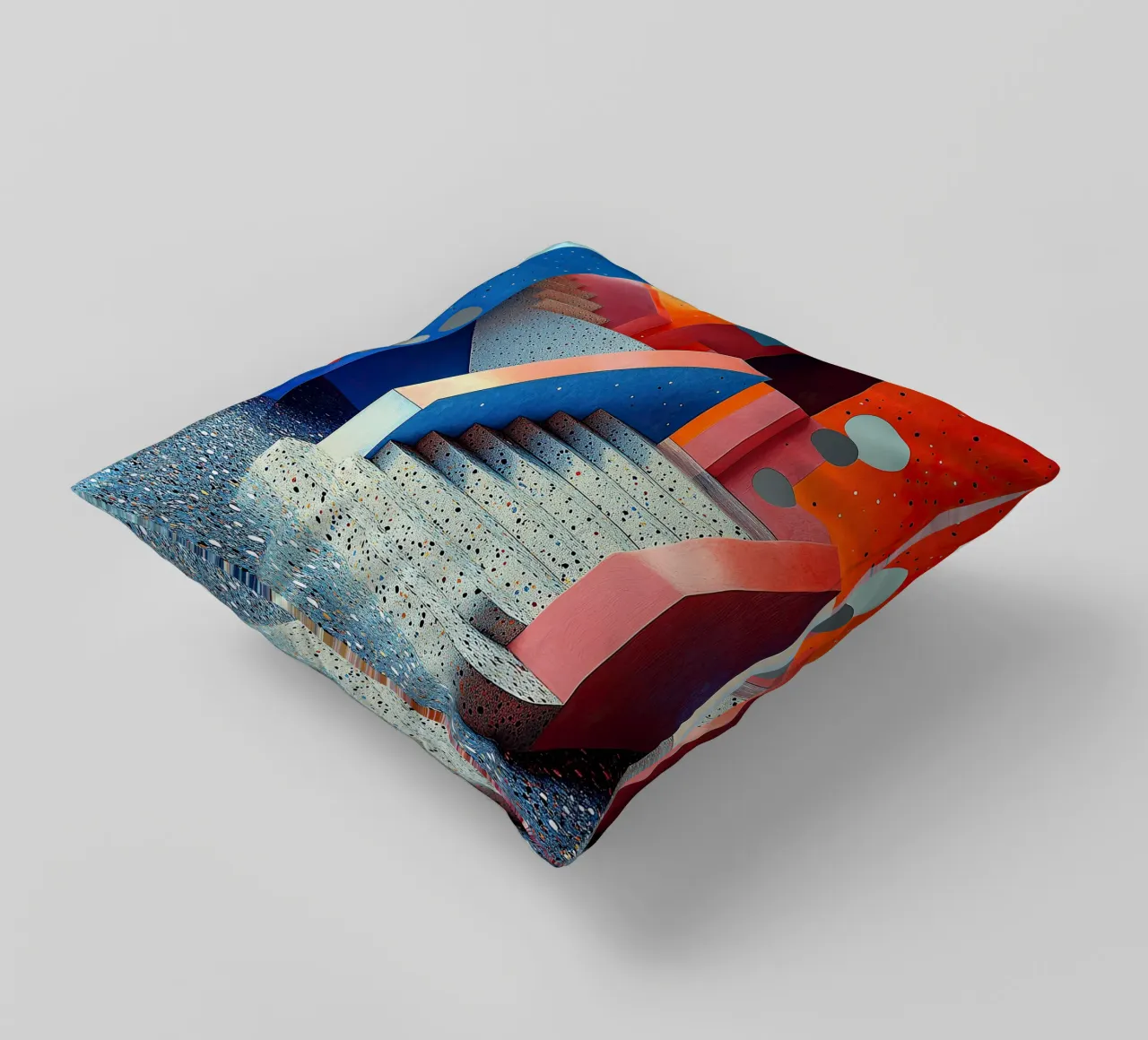 Surrealism Architecture Design Geometry decorative cushion by Nikis Art Studio