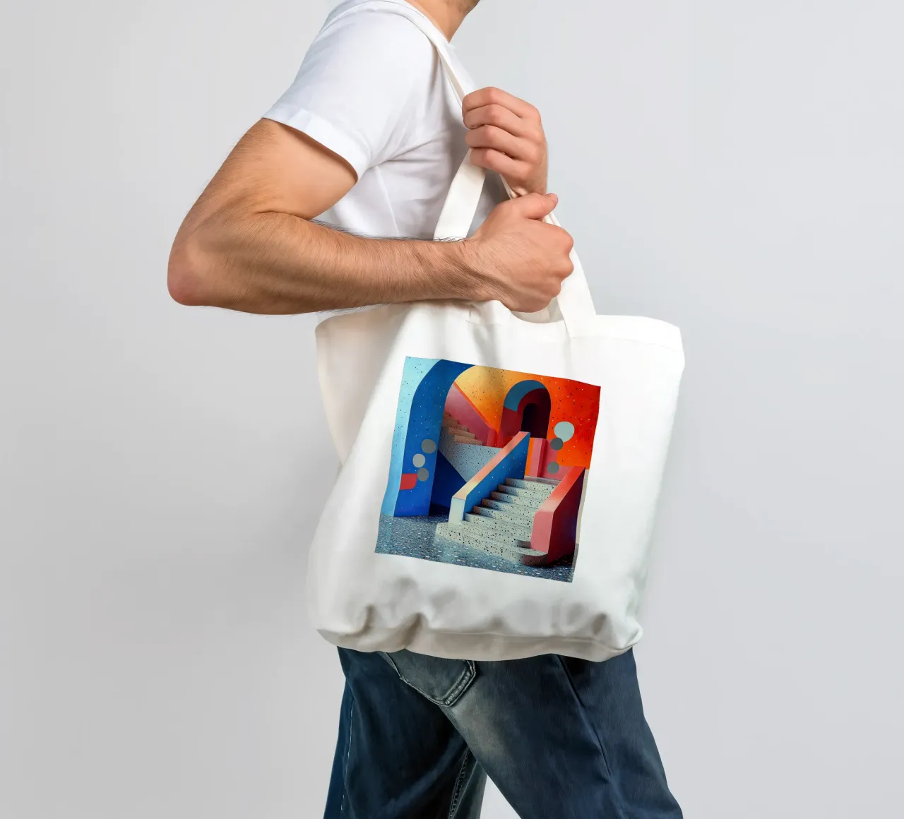 Surrealism Architecture Design Geometry tote bag by Nikis Art Studio