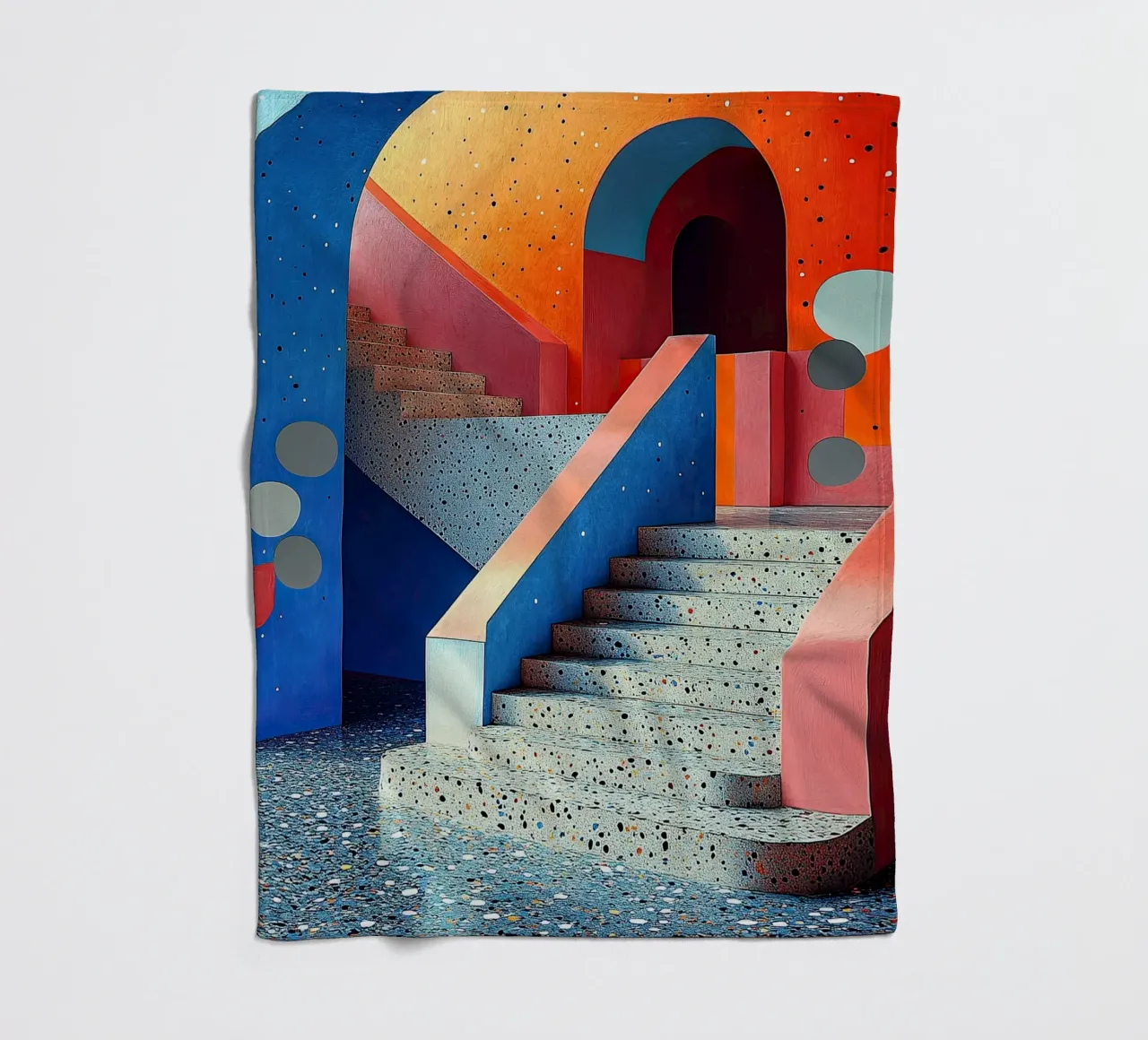 Surrealism Architecture Design Geometry fleece blanket by Nikis Art Studio