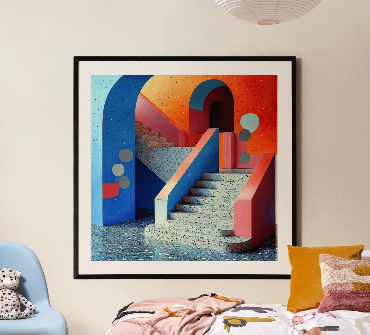 Surrealismo Architettura Design Geometria poster con telaio in alluminio da Nikis Art Studio