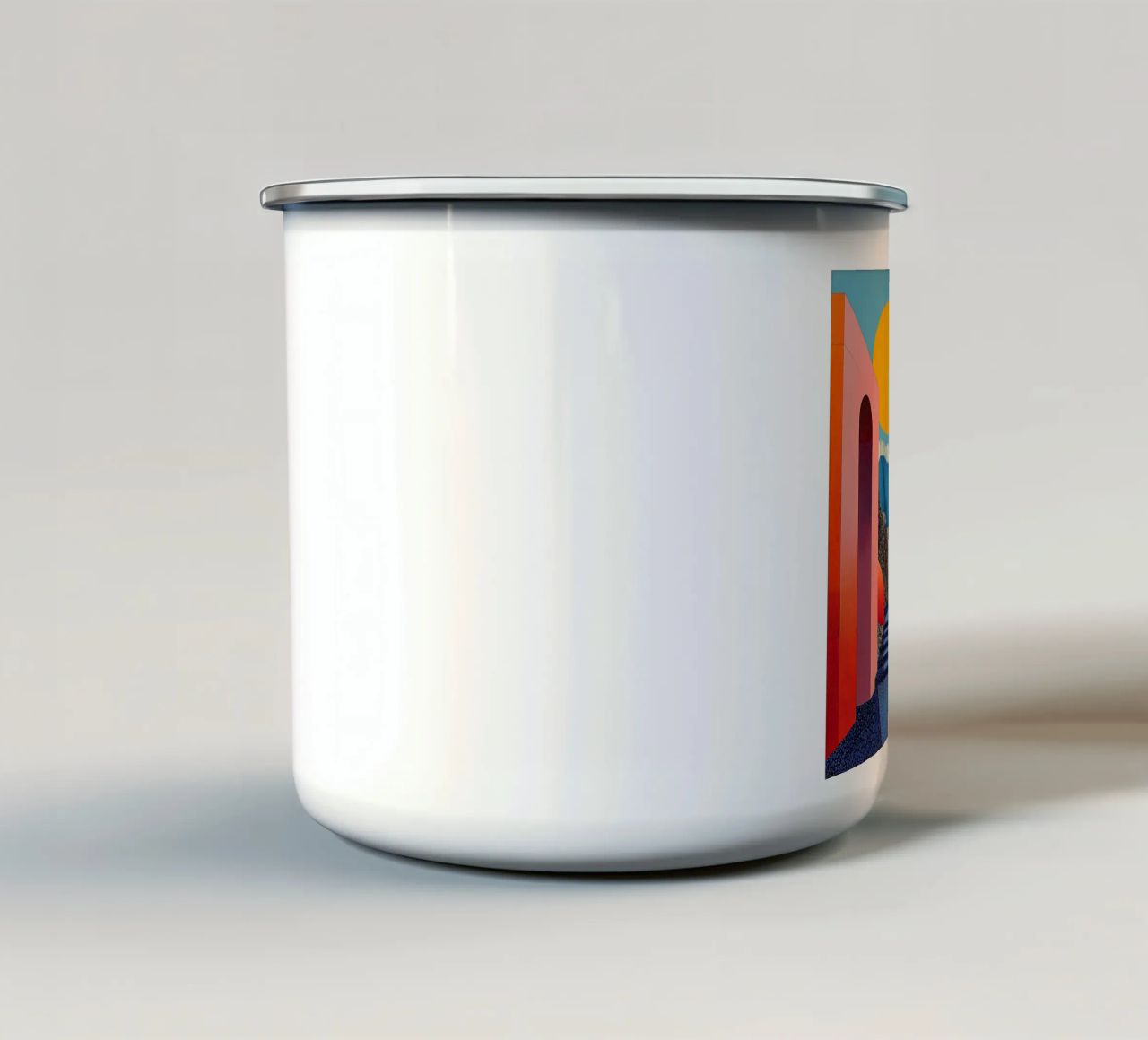 Surrealismus Architektur Design Geometrie Emaille Tasse von Nikis Art Studio