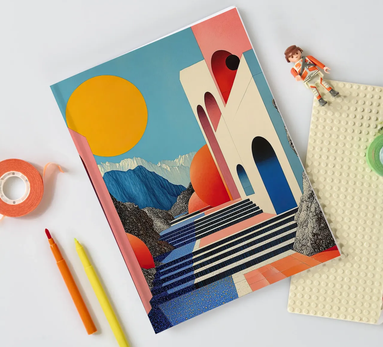 Surrealism Architecture Design Geometry notebook by Nikis Art Studio