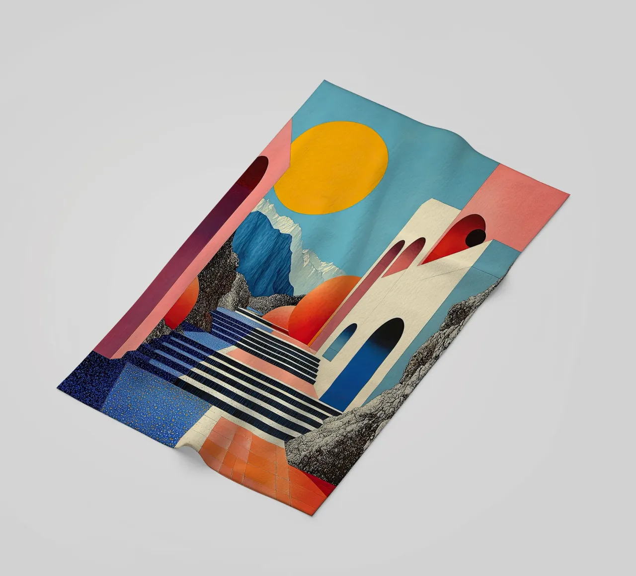 Surrealism Architecture Design Geometry beach towel by Nikis Art Studio