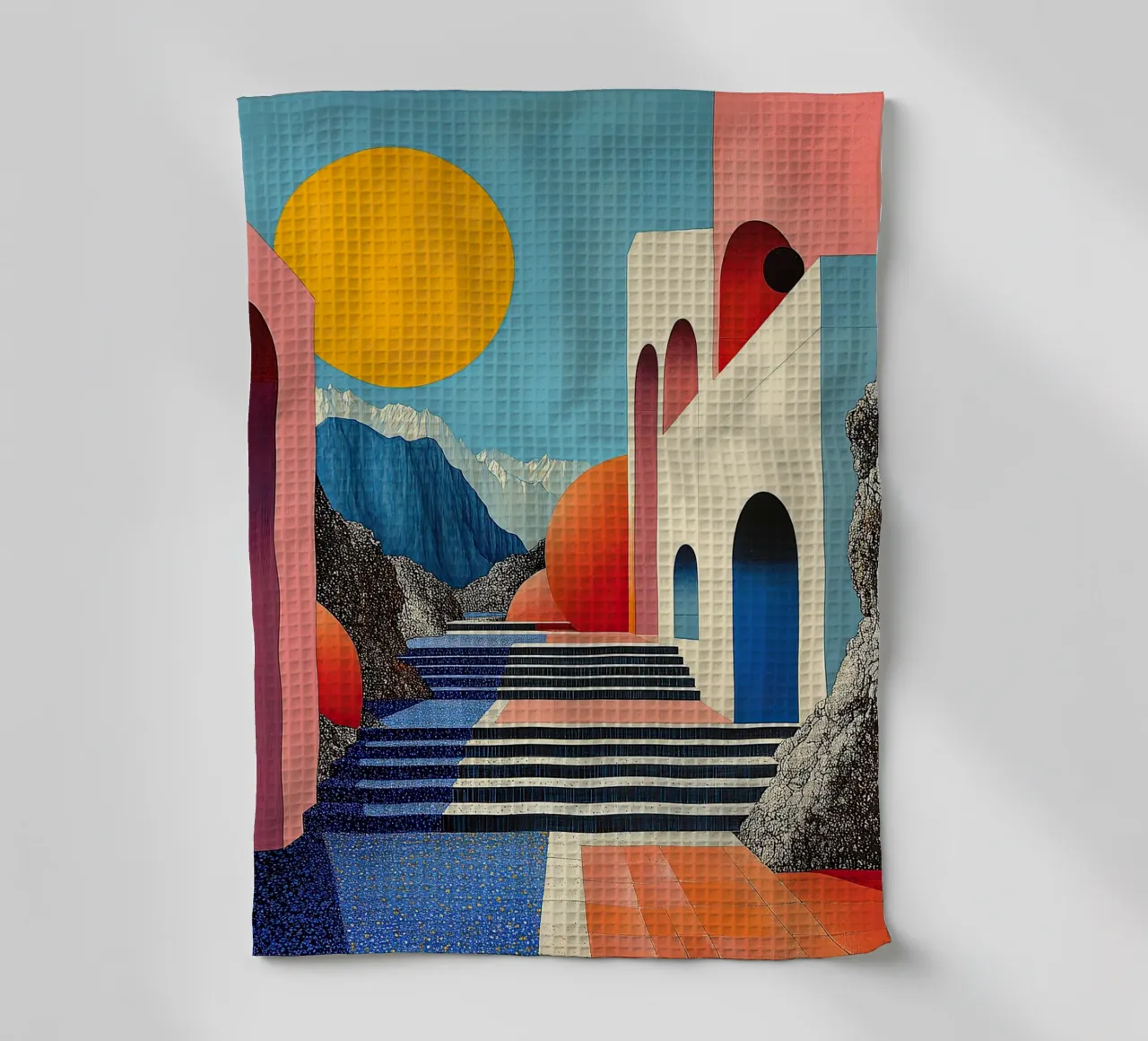 Surrealismus Architektur Design Geometrie Geschirrtuch von Nikis Art Studio