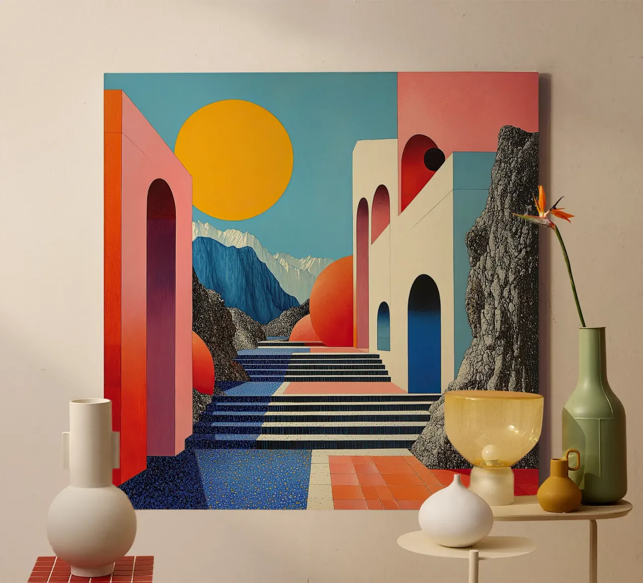 Surrealism Architecture Design Geometry canvas by Nikis Art Studio