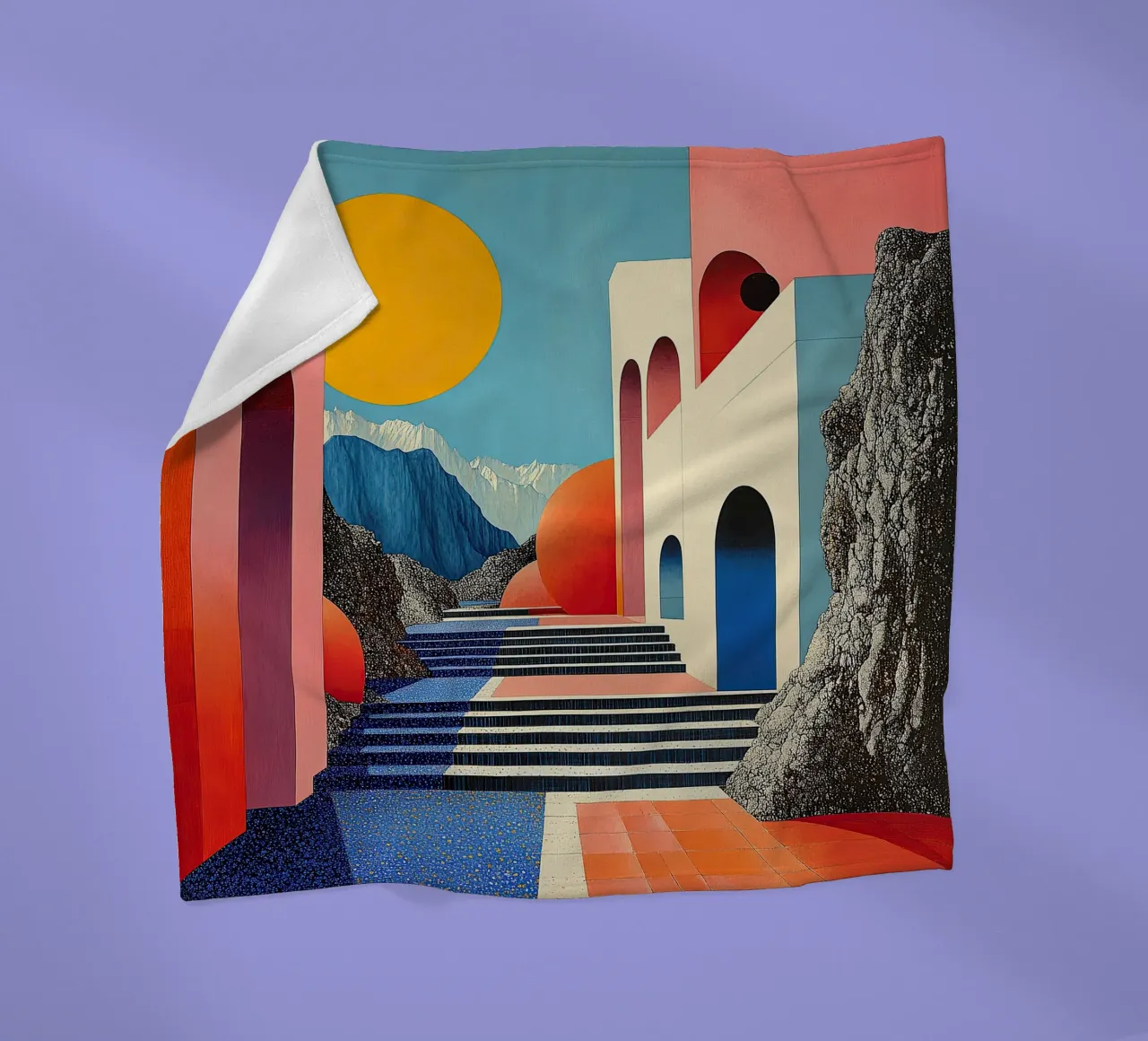 Surrealism Architecture Design Geometry fleece blanket by Nikis Art Studio