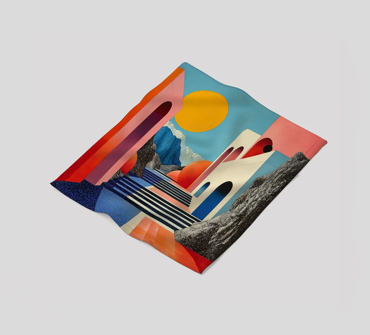 Surrealism Architecture Design Geometry fleece blanket by Nikis Art Studio