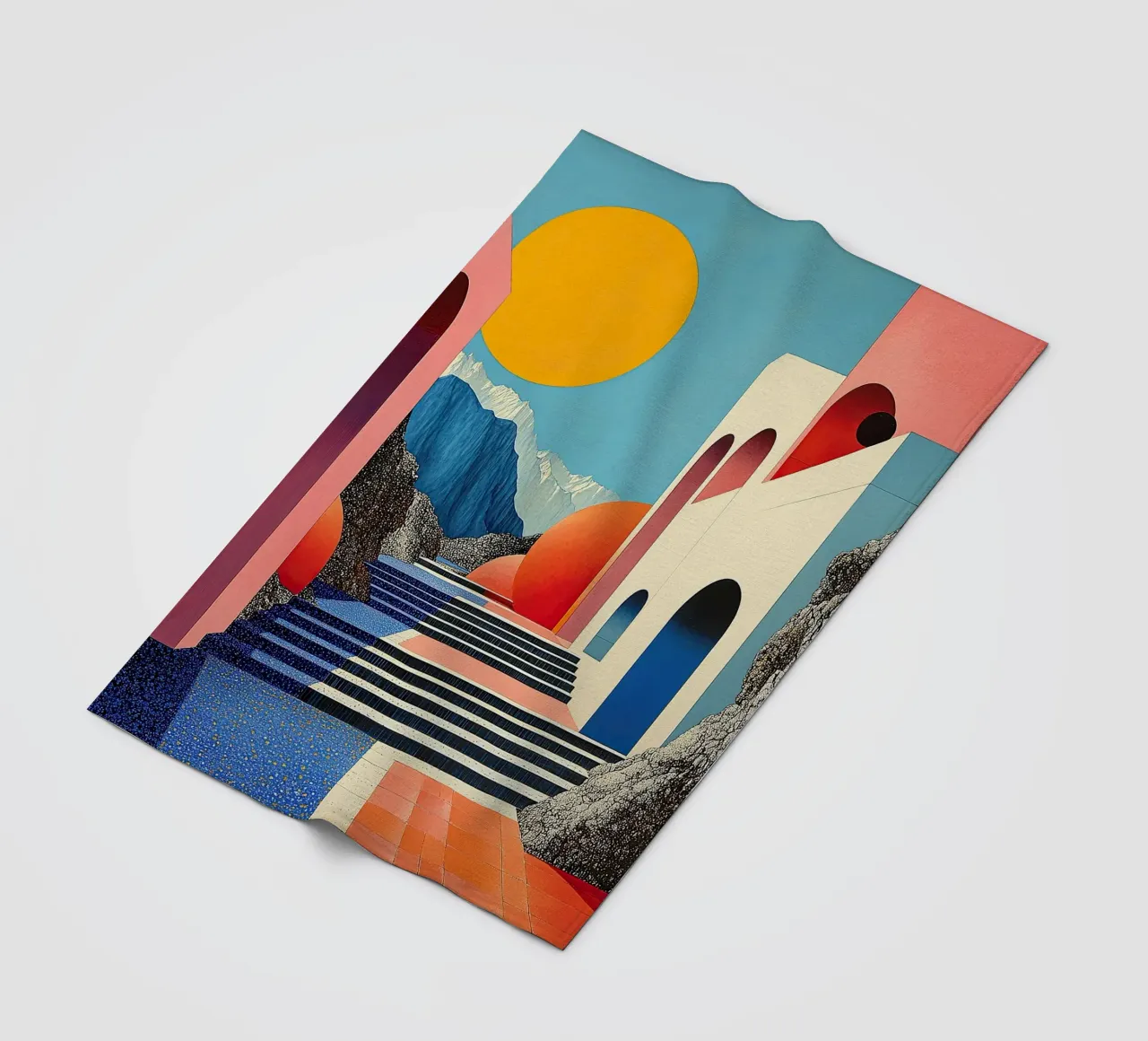 Surrealism Architecture Design Geometry fleece blanket by Nikis Art Studio