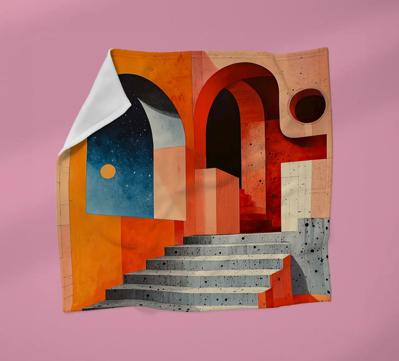Surrealism Architecture Design Geometry fleece blanket by Nikis Art Studio