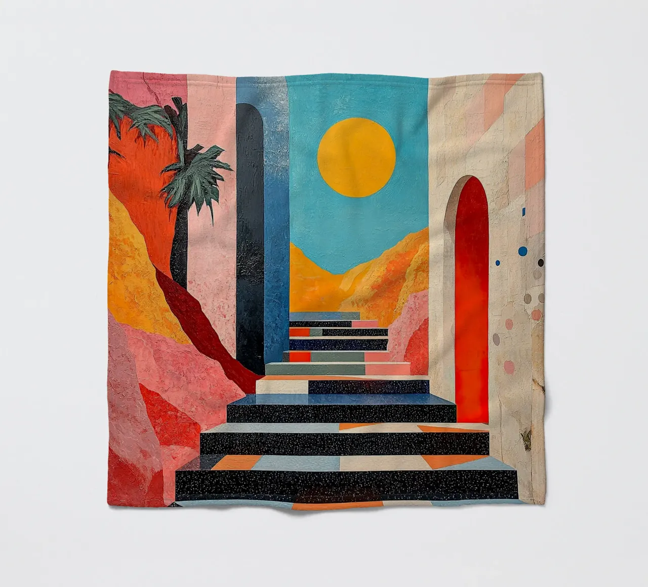 Surrealism Architecture Design Geometry fleece blanket by Nikis Art Studio