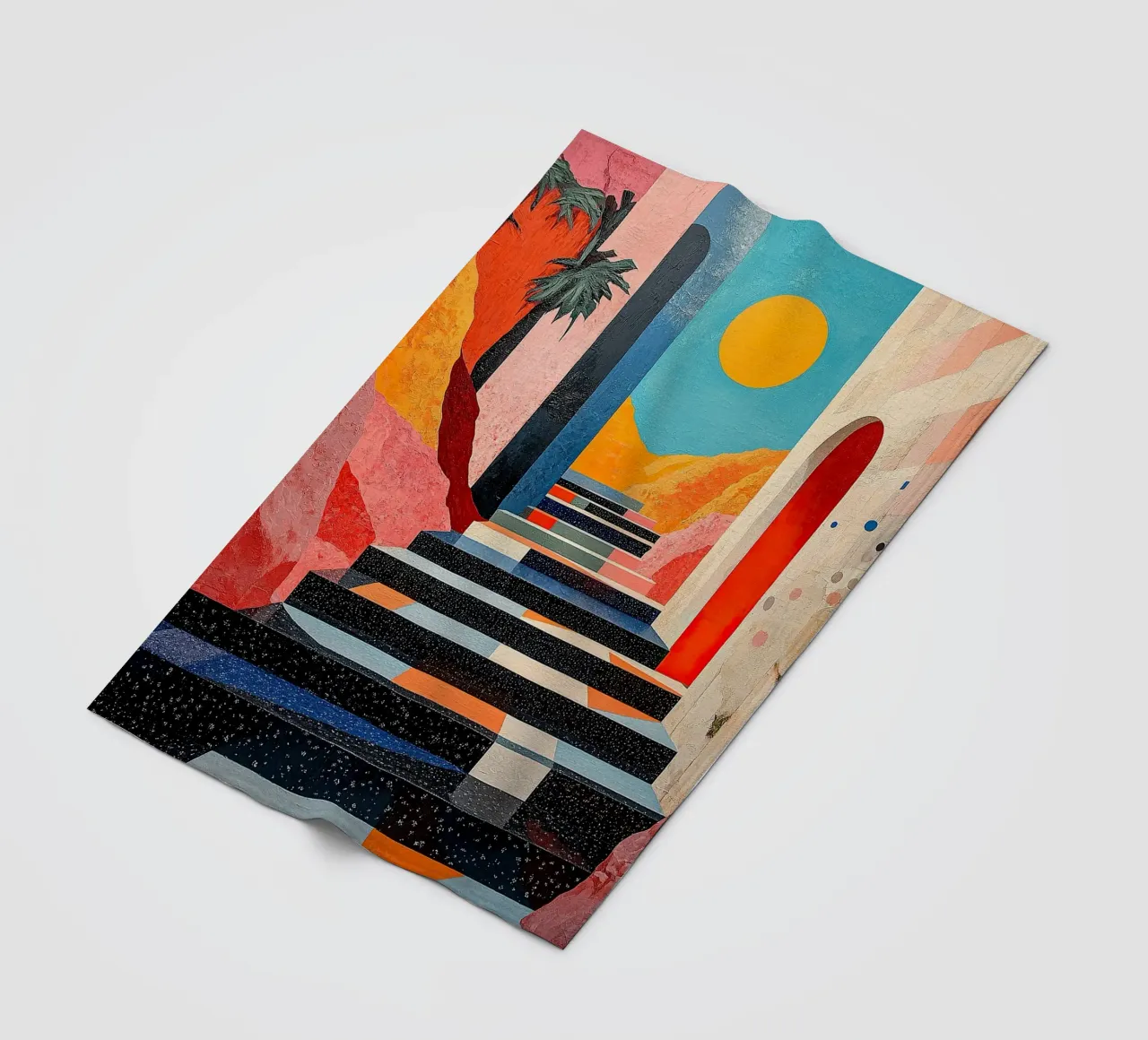 Surrealism Architecture Design Geometry fleece blanket by Nikis Art Studio