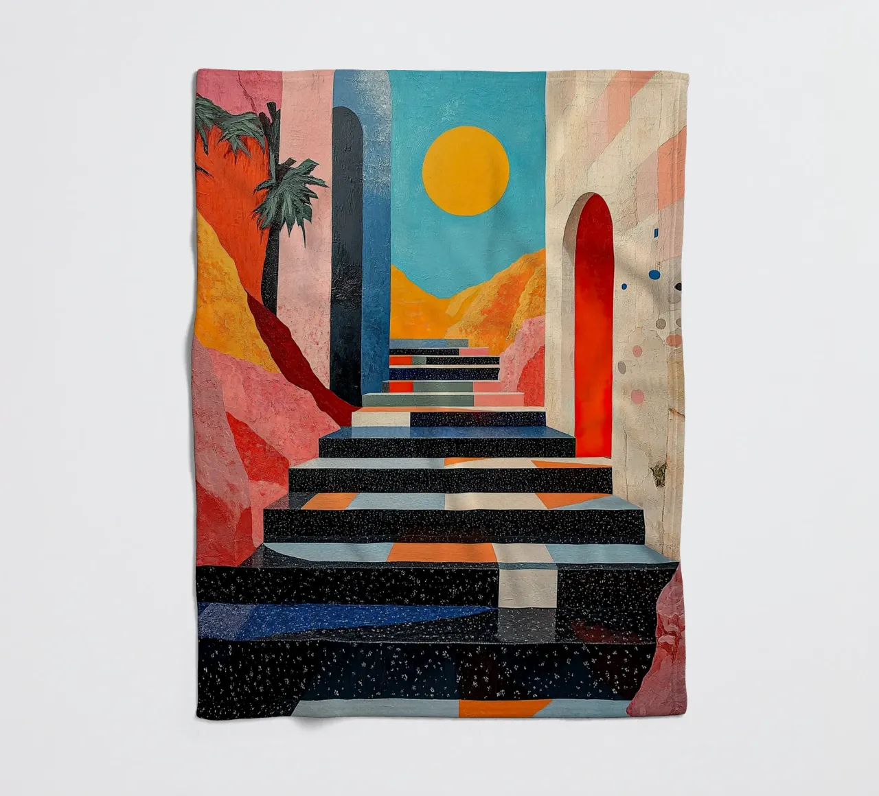 Surrealism Architecture Design Geometry fleece blanket by Nikis Art Studio