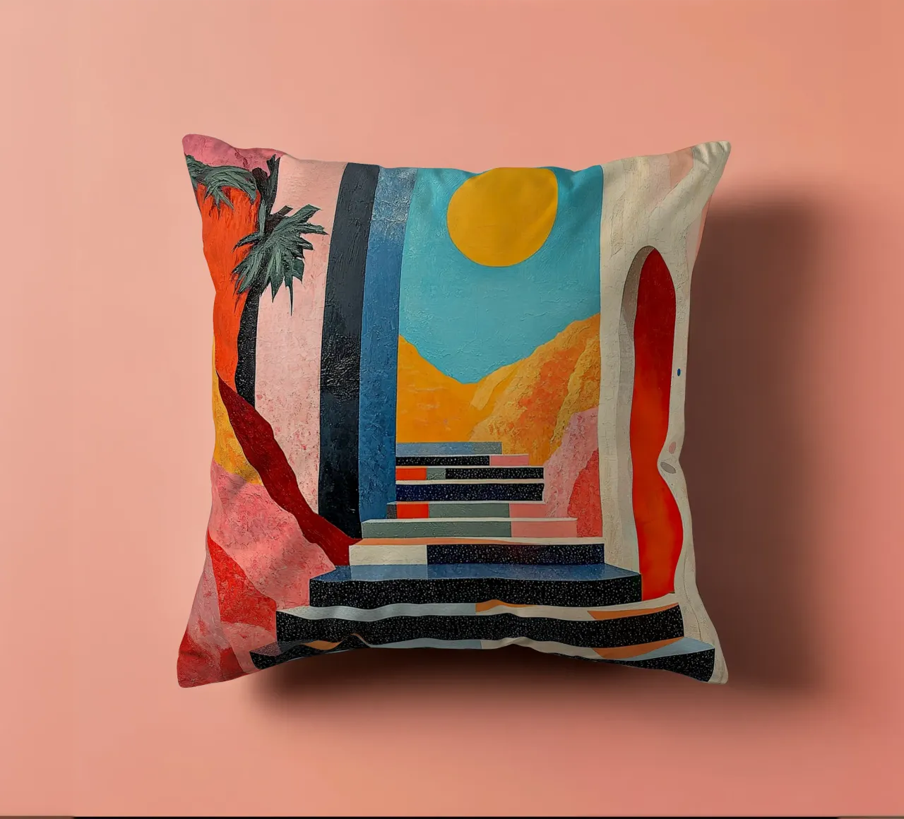 Surrealism Architecture Design Geometry decorative cushion by Nikis Art Studio