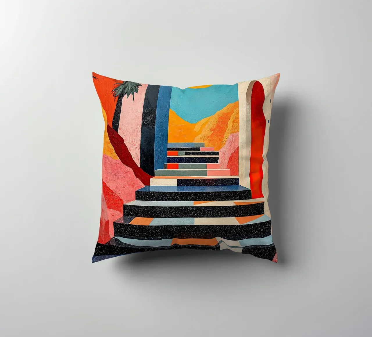 Surrealism Architecture Design Geometry decorative cushion by Nikis Art Studio
