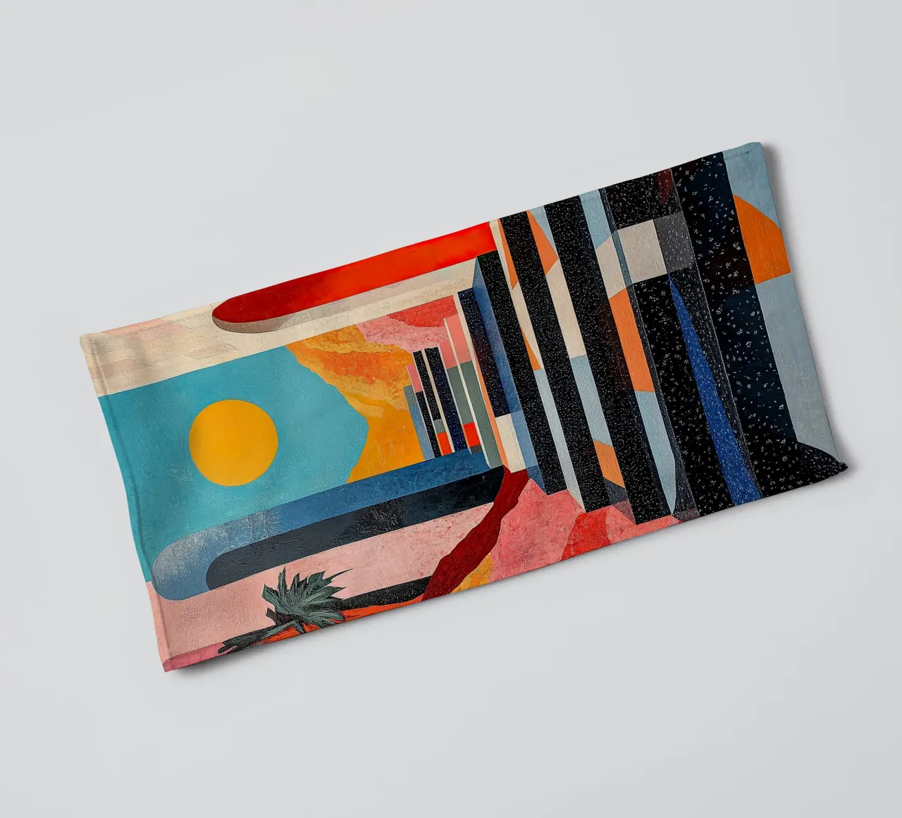 Surrealism Architecture Design Geometry towel by Nikis Art Studio