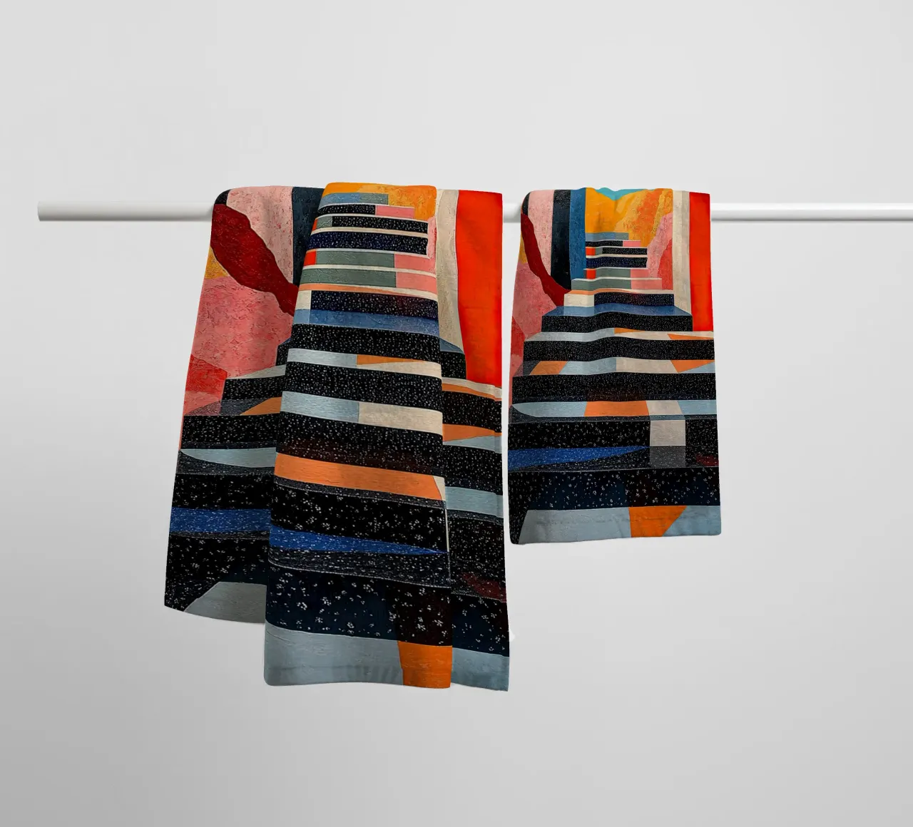 Surrealism Architecture Design Geometry towel by Nikis Art Studio