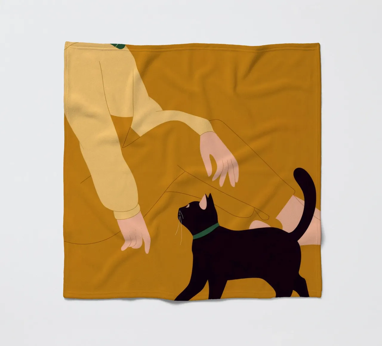 Person and Cat fleece blanket by Emery Kate
