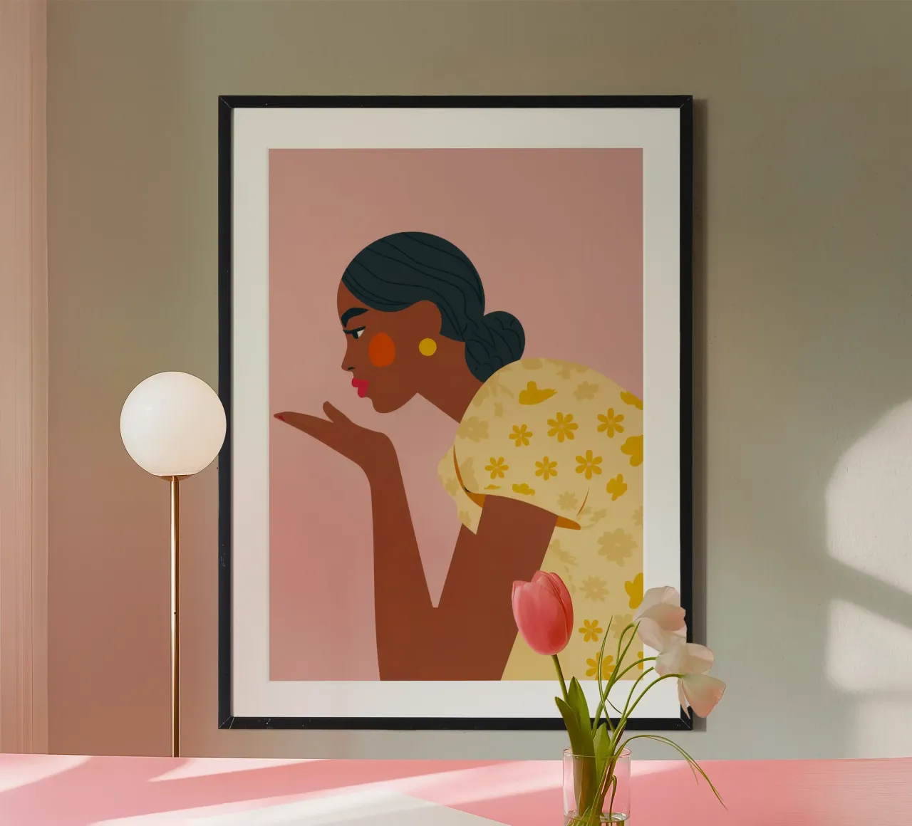 Soffiare un bacio poster con telaio in alluminio da Emery Kate