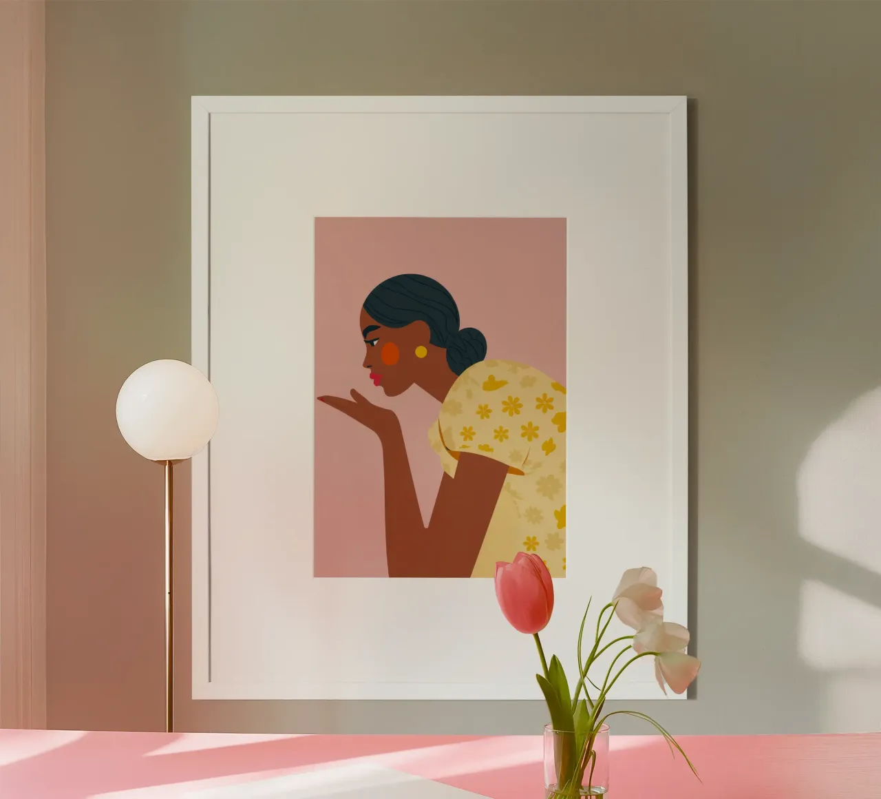 Soffiare un bacio poster con telaio in alluminio da Emery Kate