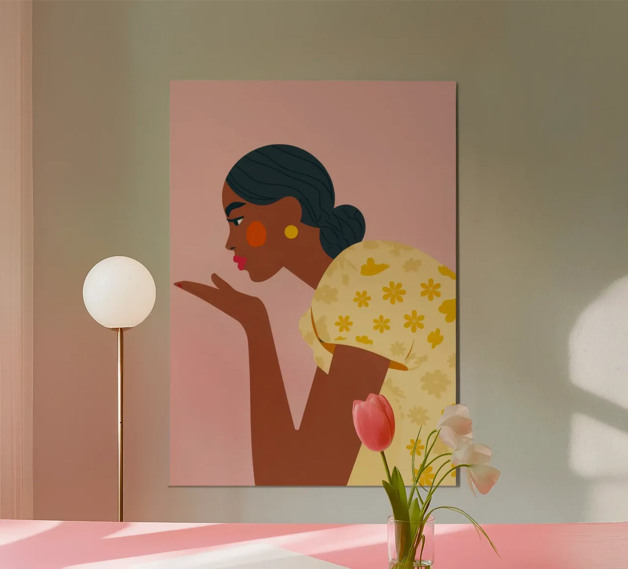 Soffiare un bacio poster con telaio in alluminio da Emery Kate