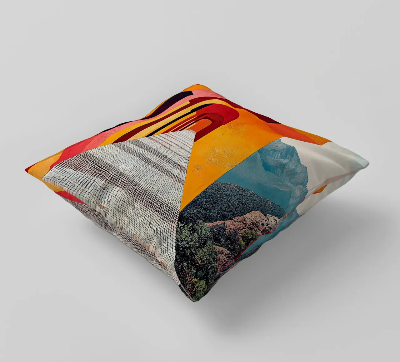 Surrealism Architecture Design Geometry decorative cushion by Nikis Art Studio