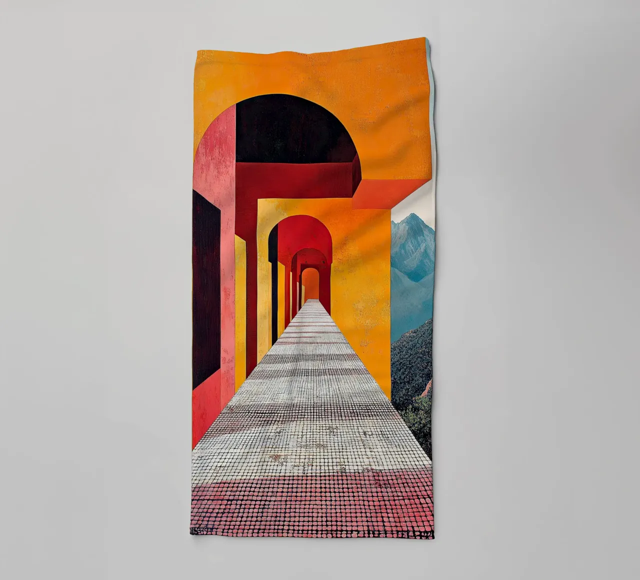 Surrealism Architecture Design Geometry towel by Nikis Art Studio