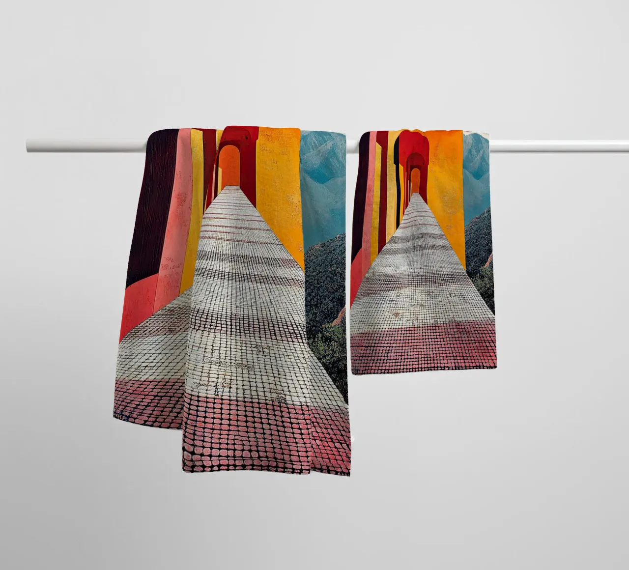 Surrealismus Architektur Design Geometrie Handtuch von Nikis Art Studio