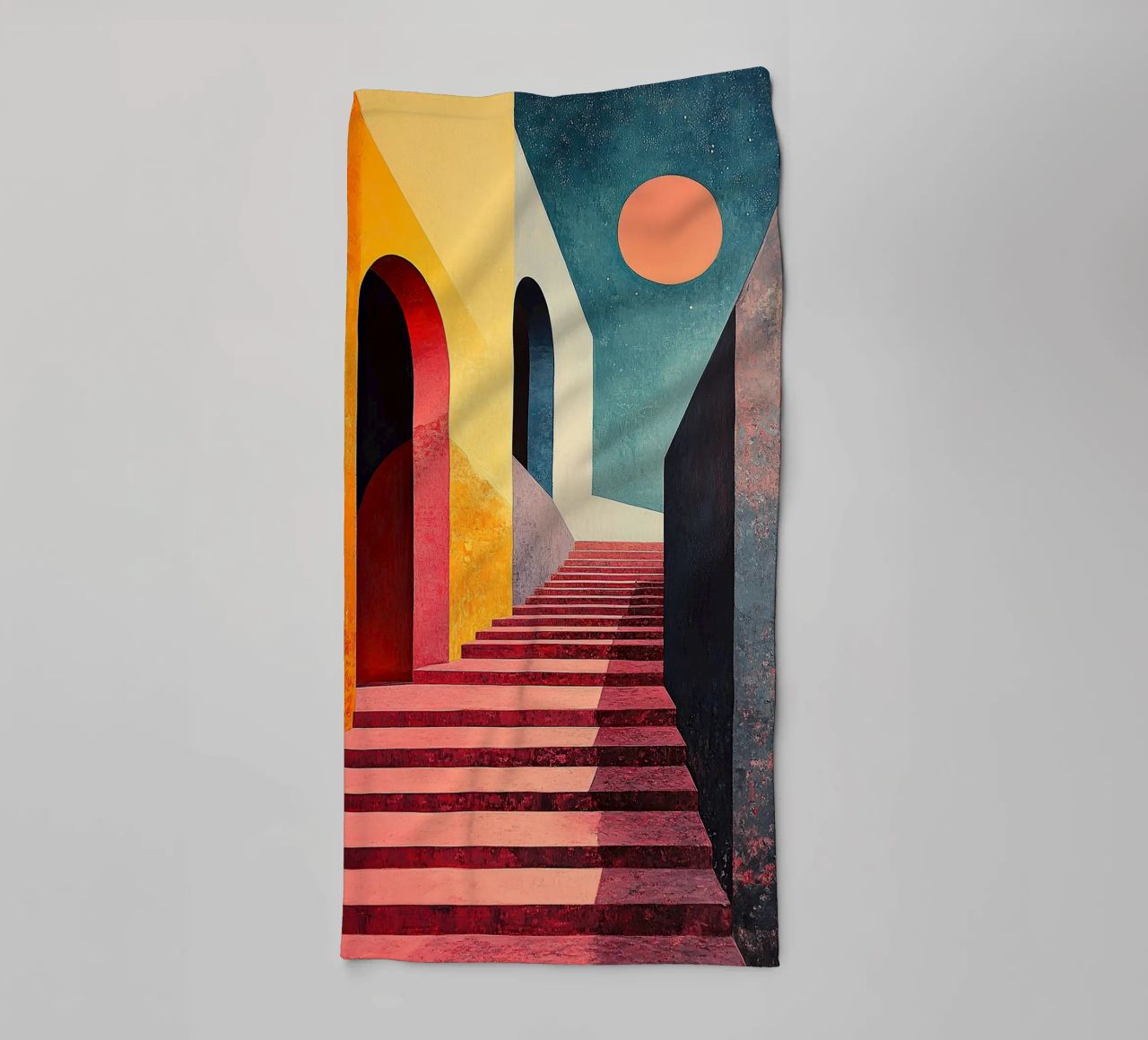 Surrealismus Architektur Design Geometrie Handtuch von Nikis Art Studio