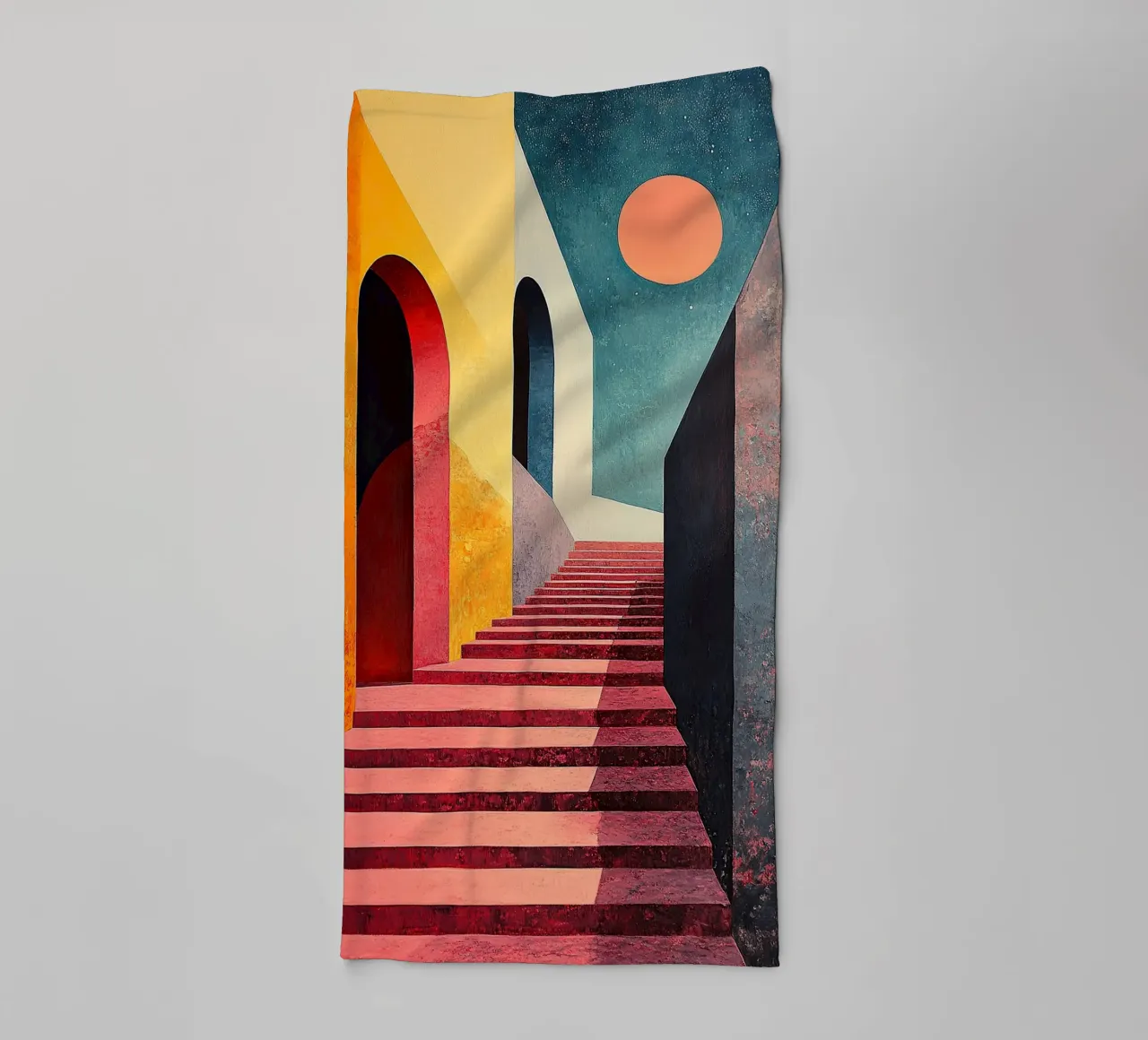Surrealism Architecture Design Geometry towel by Nikis Art Studio