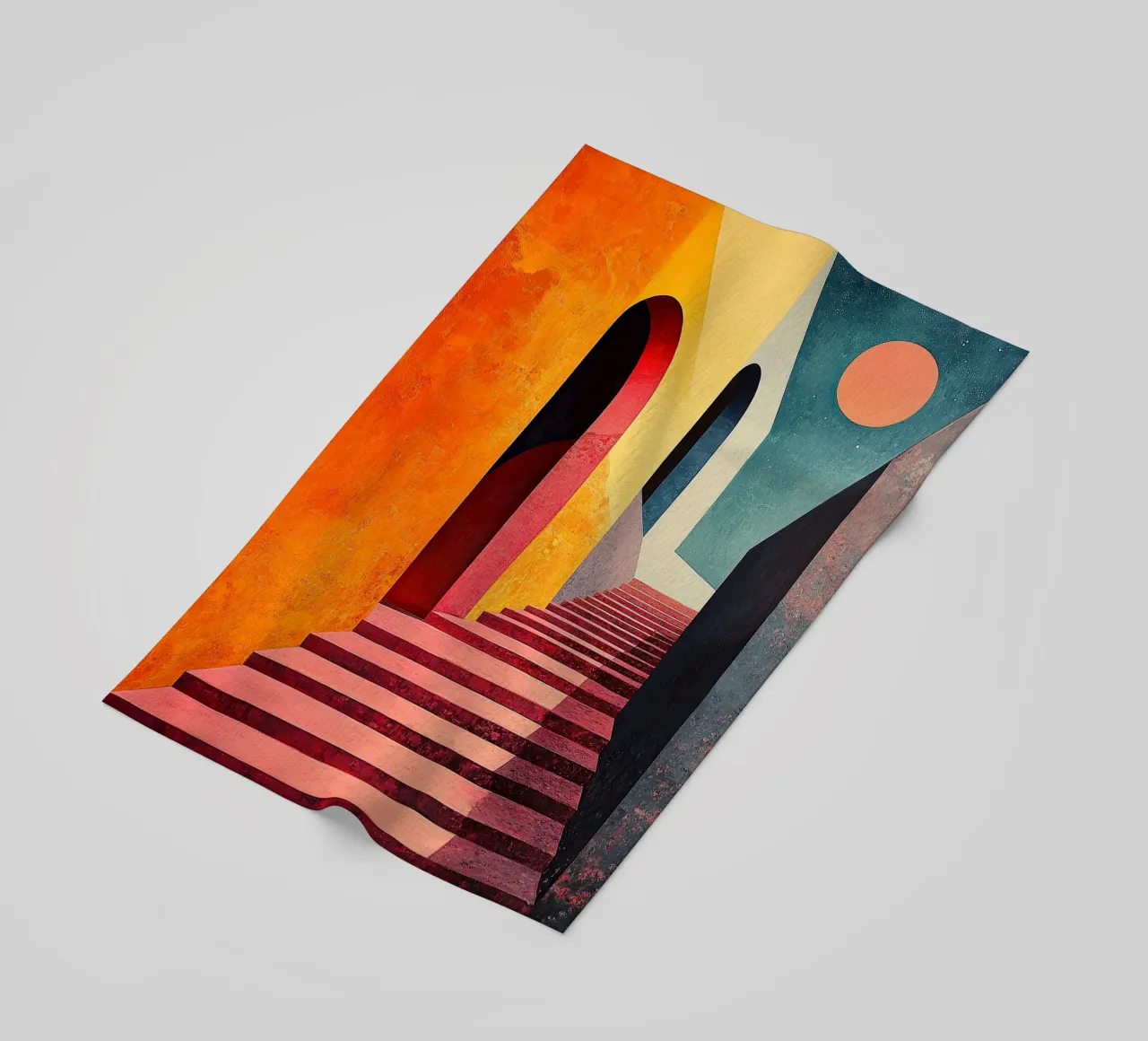 Surrealism Architecture Design Geometry beach towel by Nikis Art Studio