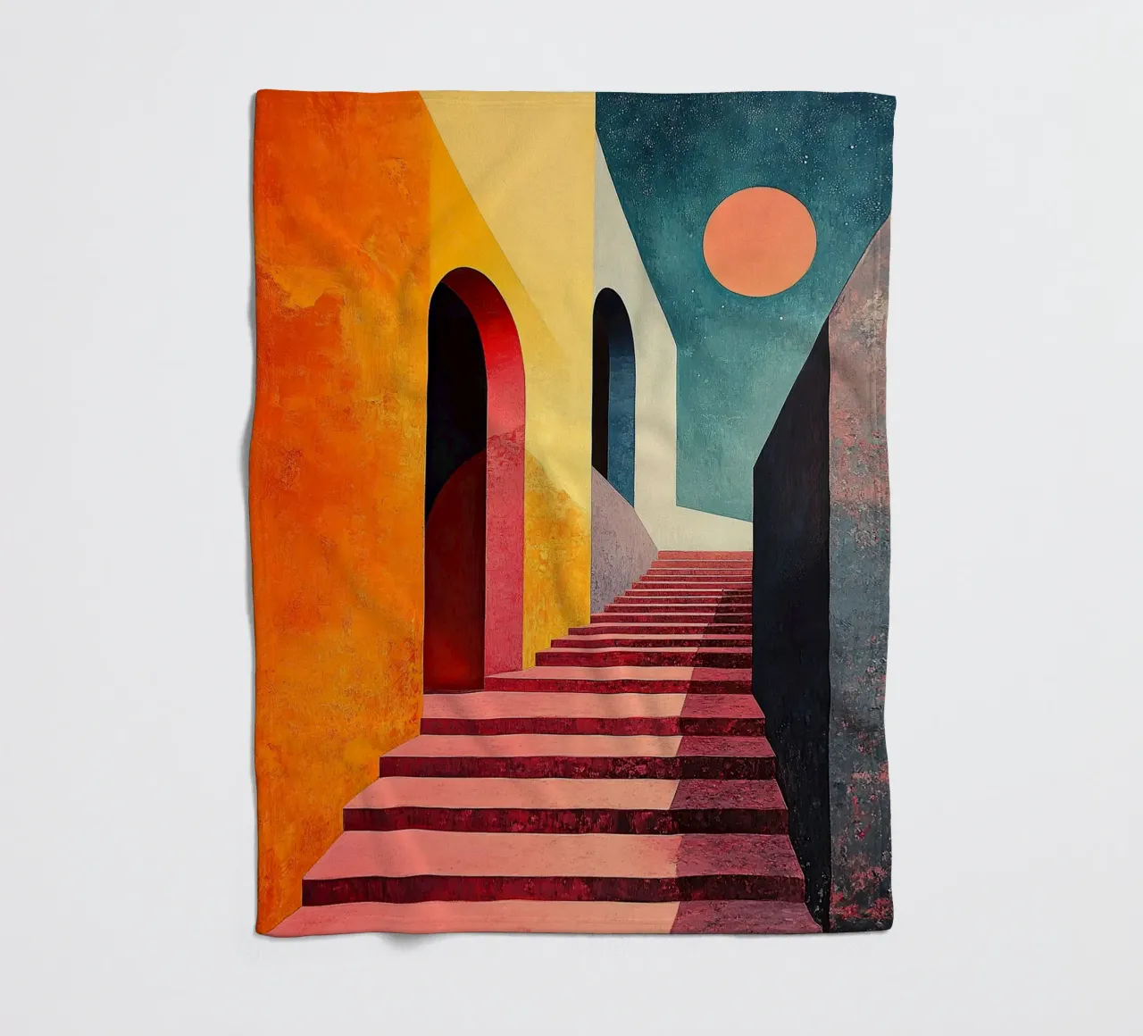 Surrealism Architecture Design Geometry fleece blanket by Nikis Art Studio