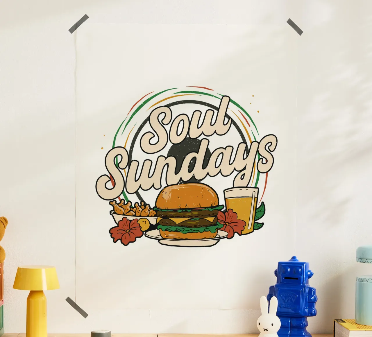 Hamburger delle domeniche dell'anima poster con telaio in plastica da 🥝 KIWI STORE