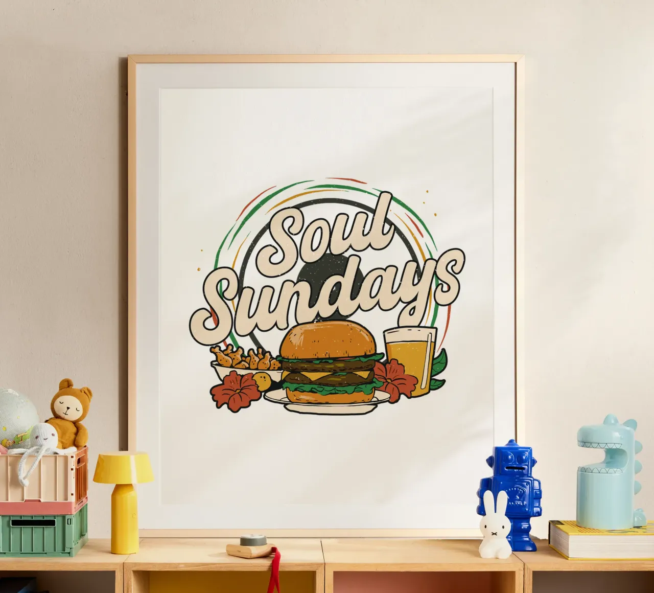 Hamburger delle domeniche dell'anima poster con telaio in plastica da 🥝 KIWI STORE