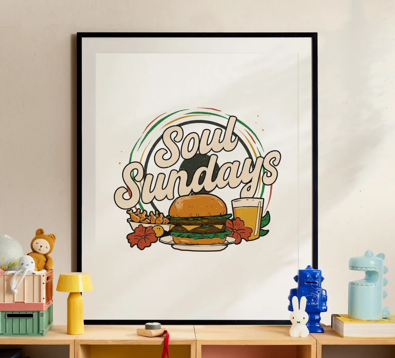 Hamburger delle domeniche dell'anima poster con telaio in plastica da 🥝 KIWI STORE