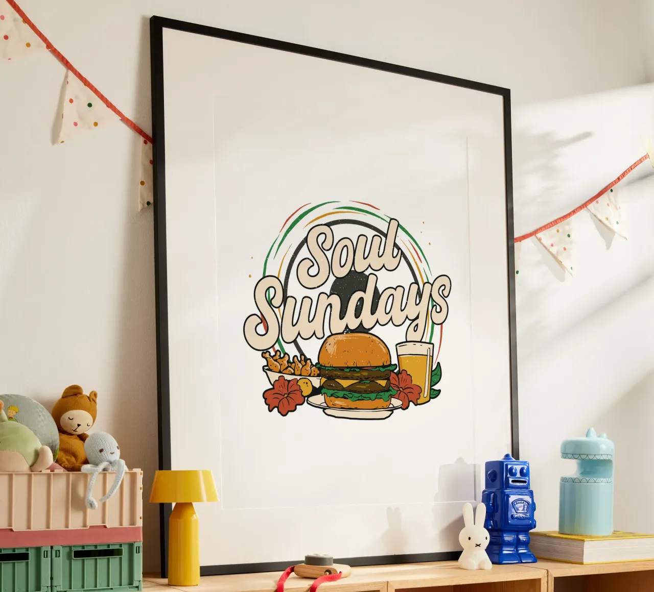 Hamburger delle domeniche dell'anima poster con telaio in plastica da 🥝 KIWI STORE